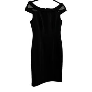 Vince Camuto Boat-Neck Mesh Sleeve Fitted Mini LBD Women's Size 4 Event Wedding